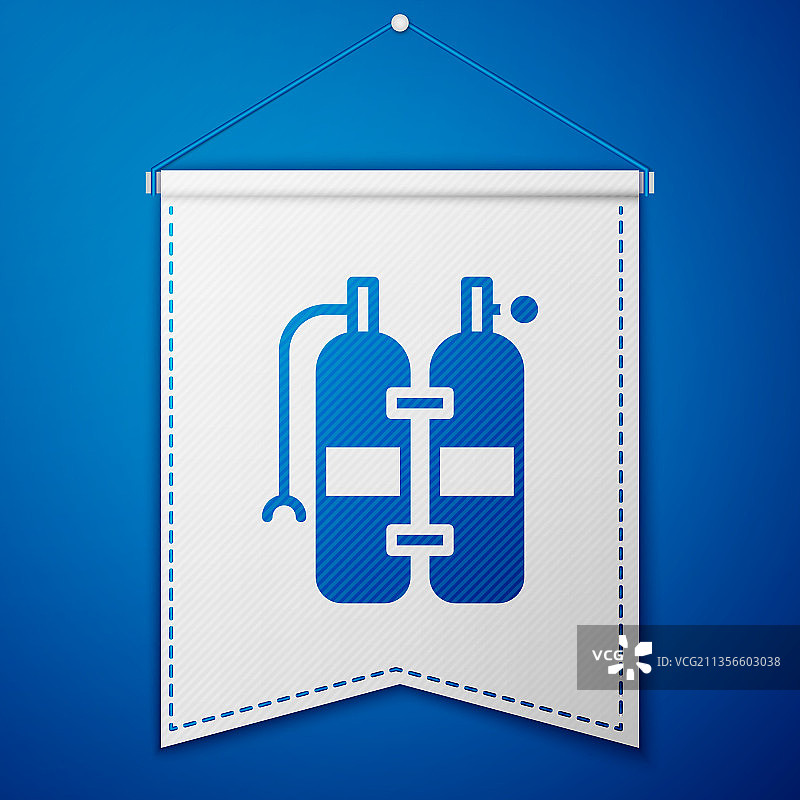 蓝色水肺潜水装置图标，蓝色背景图片素材