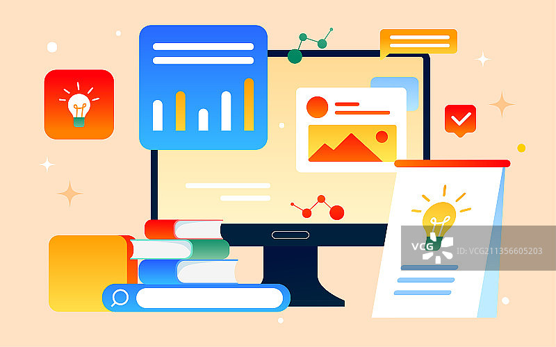 在线教育网课学习插画老师直播教育学生海报图片素材