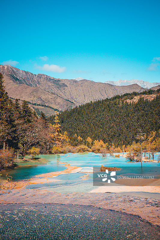中国四川阿坝黄龙风景区争艳池秋景图片素材