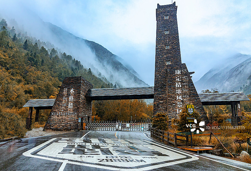 木格措景区大门图片素材