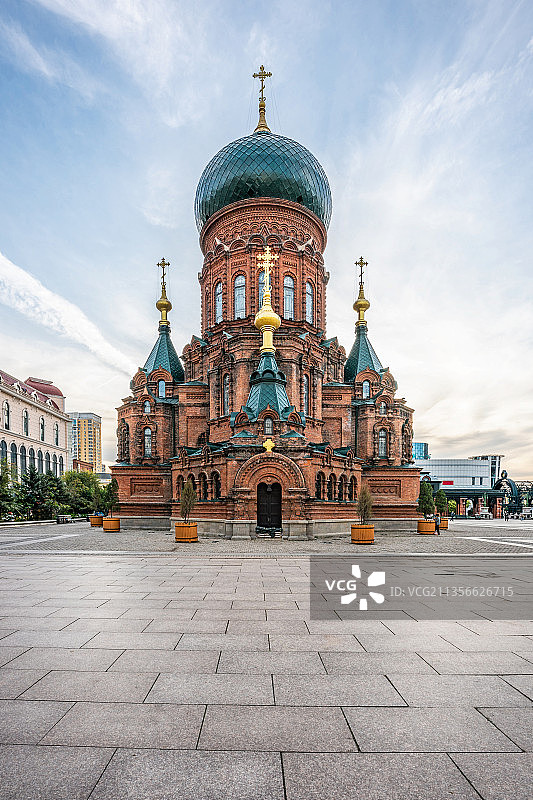 中国黑龙江省哈尔滨市索菲亚教堂图片素材