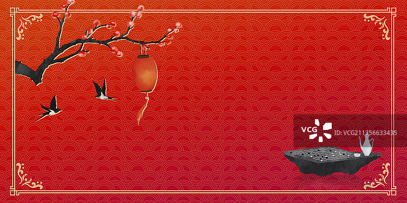 中国红春节喜庆边框素材背景图片素材