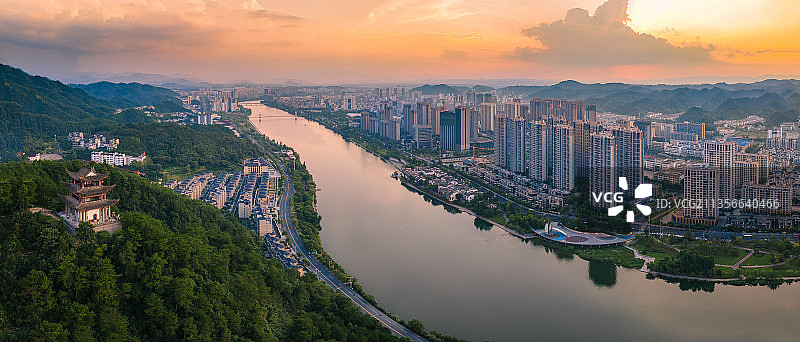 屯溪孙王阁日落晚霞图片素材