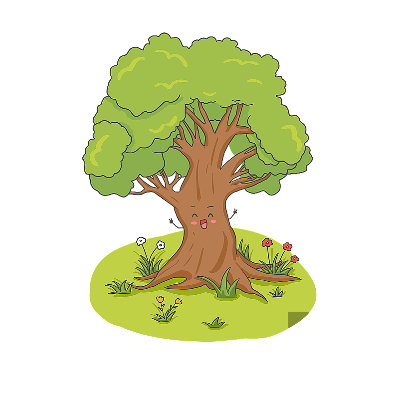 手绘卡通插画大树图片素材