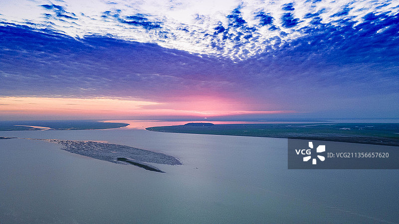 夕阳下的洞庭湖图片素材