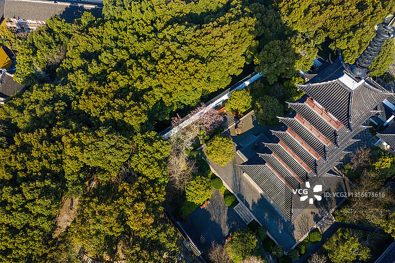 江苏苏州光福铜观音寺光福塔航拍图片素材