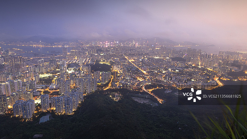 香港狮子山夜景图片素材