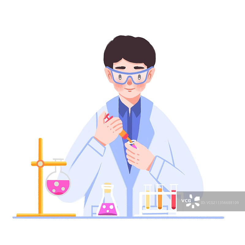 插画,职业,科学家,医疗,做实验,药水,实验室,科学实验,图片素材