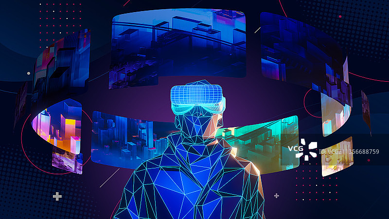 3D元宇宙主题AI未来插画图片素材