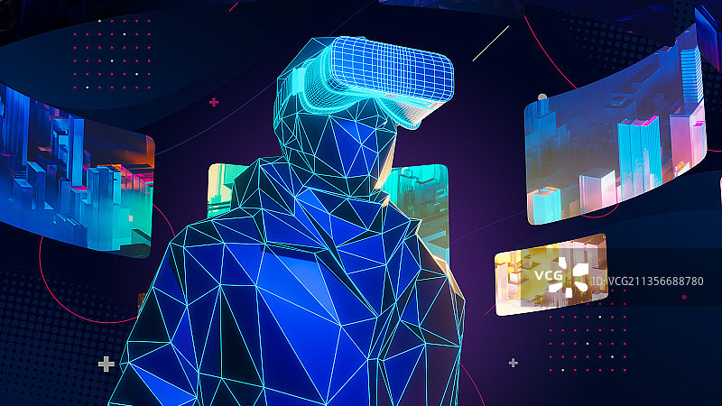 3D赛博朋克风格元宇宙主题插画图片素材