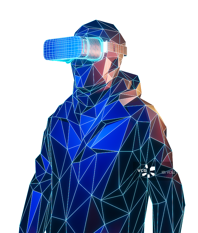 low-poly风格戴VR眼睛的人物元素图片素材