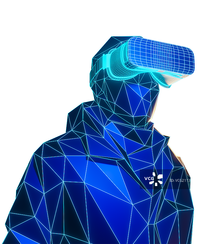low-poly风格戴VR眼睛的人物元素图片素材