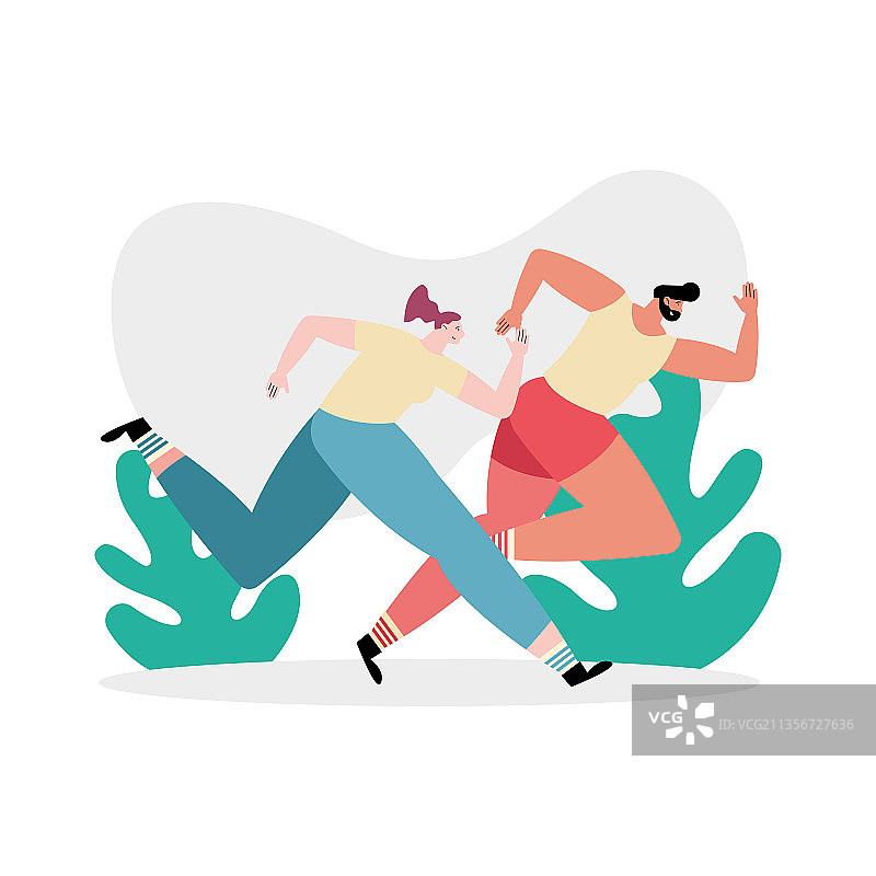跑步运动情侣角色图片素材