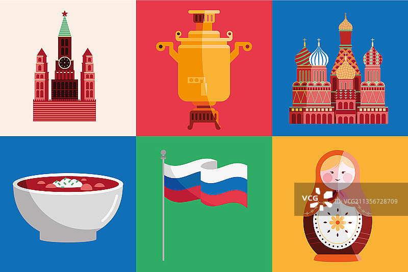 六个俄罗斯国家图标图片素材