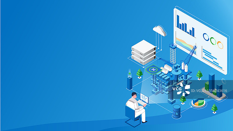 石油行业海上平台的数字化技术应用图片素材