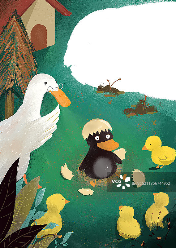 一群鸭子围着一只丑小鸭图片素材