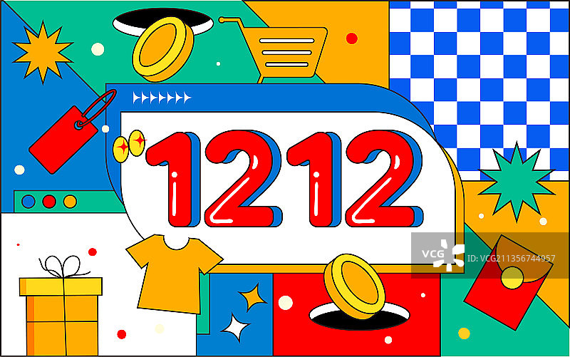 酸性网购线性符号活动海报电商购物促销插画图片素材