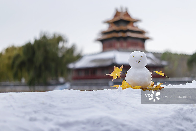 角楼小雪人图片素材