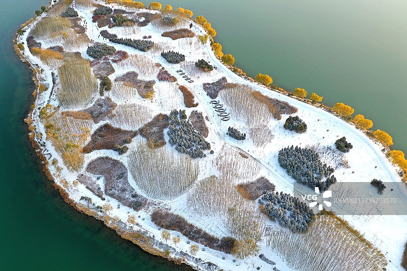 张掖芦水湾雪景如画图片素材