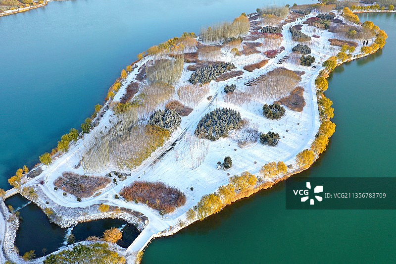 张掖芦水湾雪景如画图片素材