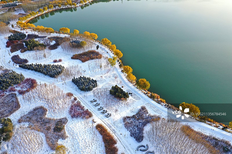 张掖芦水湾雪景如画图片素材