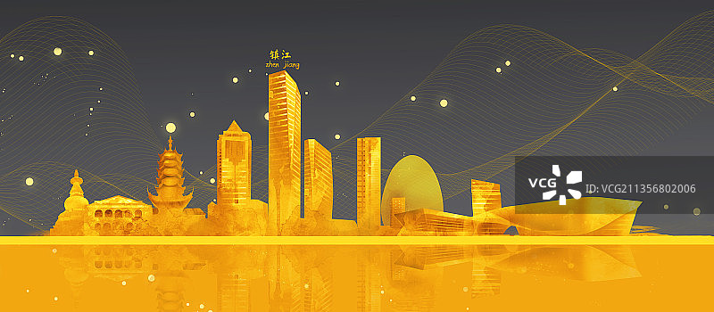 城市建筑插画镇江图片素材