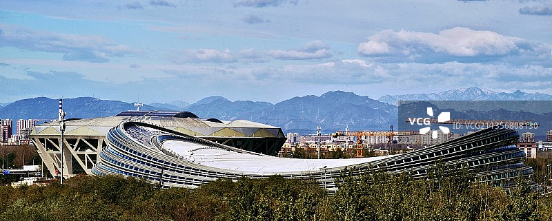 入冬后的国家速滑馆（场馆）图片素材