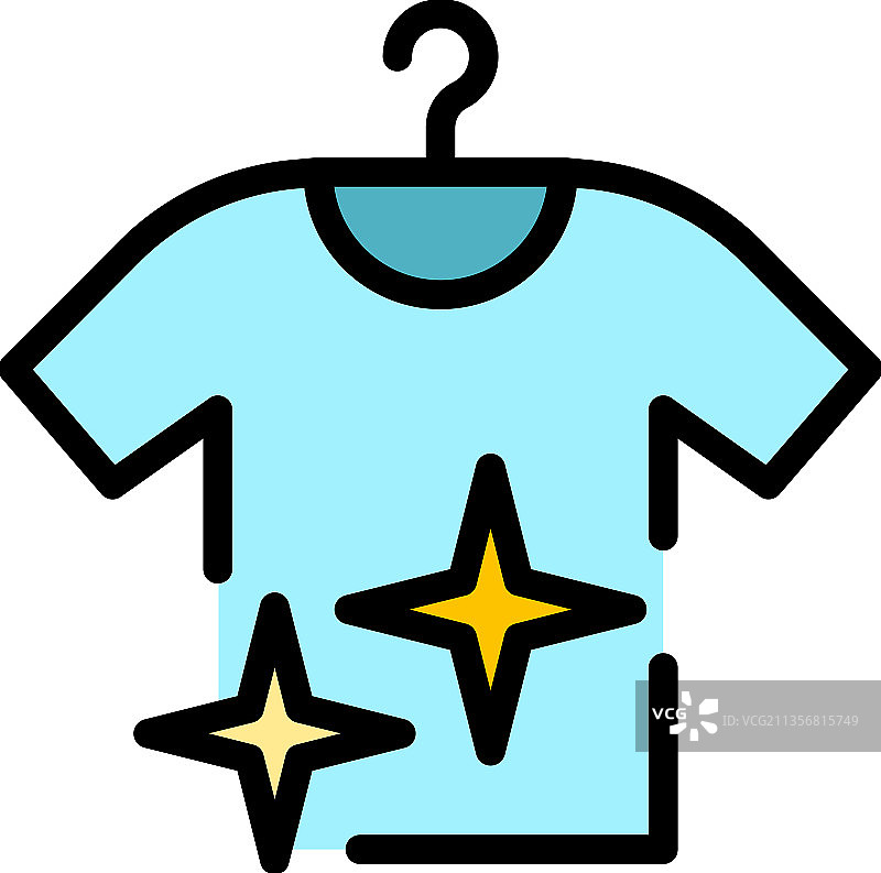 晾晒干净衬衫图标彩色轮廓图片素材