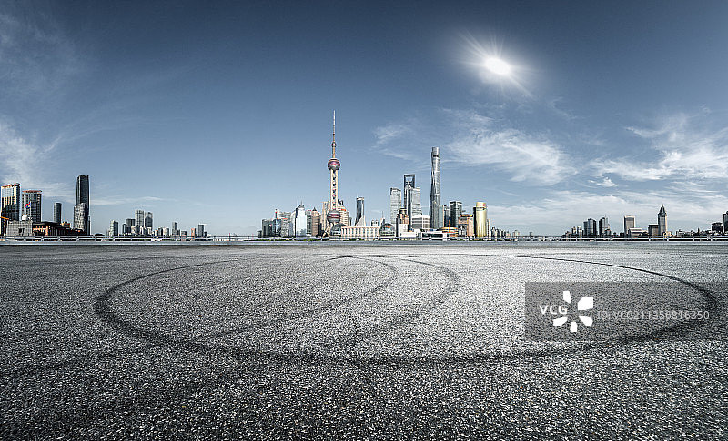 上海城市风光路面平台背景图片素材