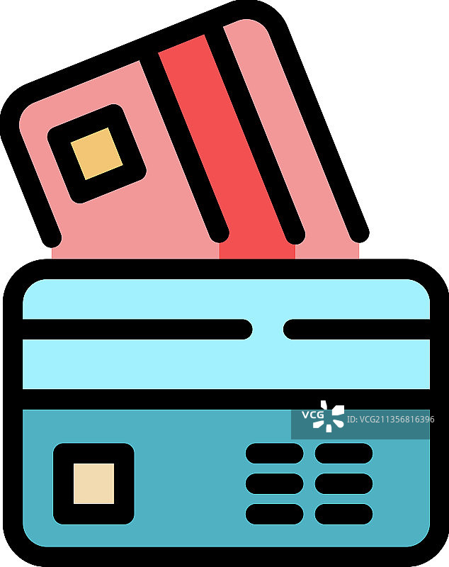 金融信用卡图标彩色轮廓图片素材