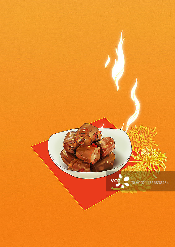 中国传统美食湖北武汉地域特色食品麻辣鸭脖美味佳肴插画图片素材