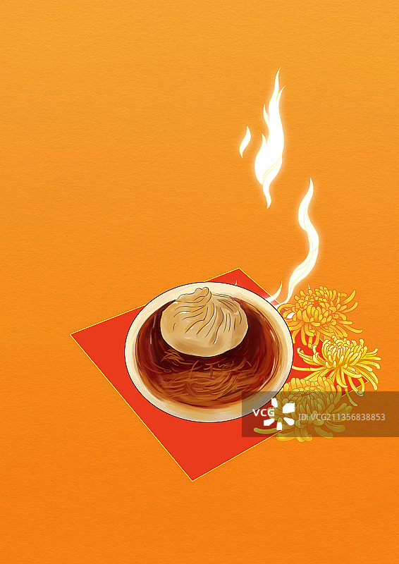 中国传统美食湖北武汉地域特色食品汤包美味佳肴早餐插画图片素材