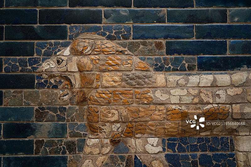 柏林佩加蒙博物馆古巴比伦城伊斯塔尔门狮子雕刻图片素材