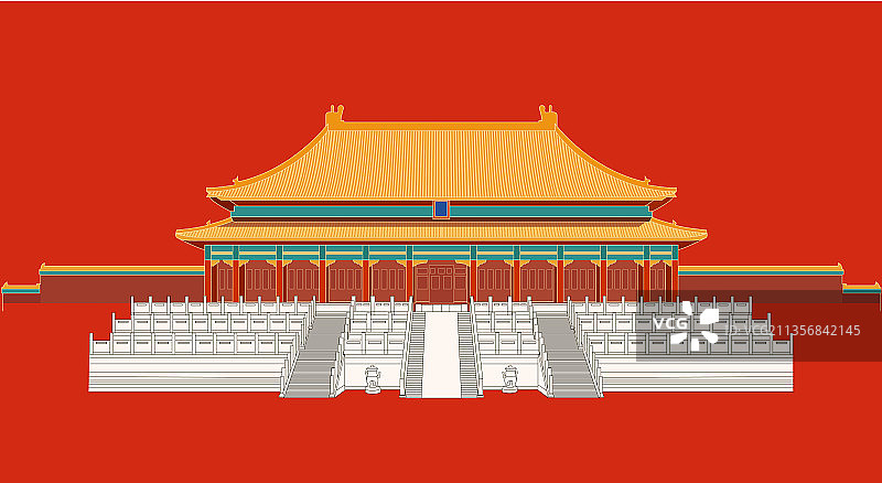 北京故宫建筑插画图片素材