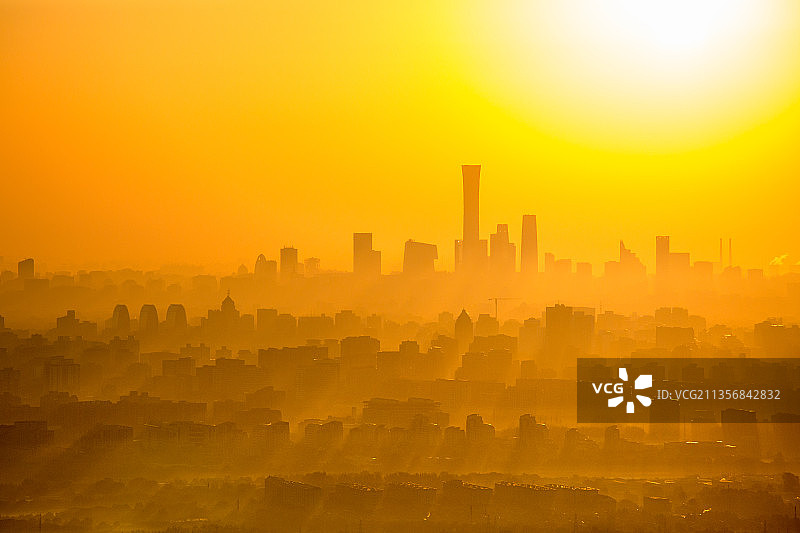 北京北京中信大厦CBD日出剪影图片素材