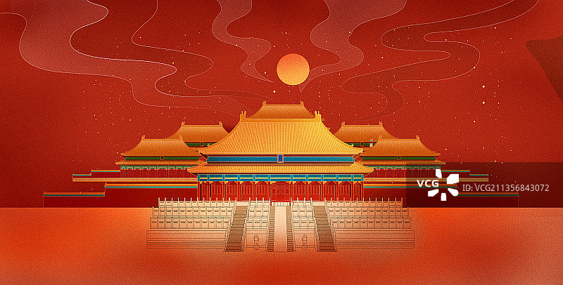 北京故宫宫殿建筑插画图片素材