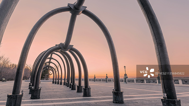 恐龙骨架建筑小品图片素材