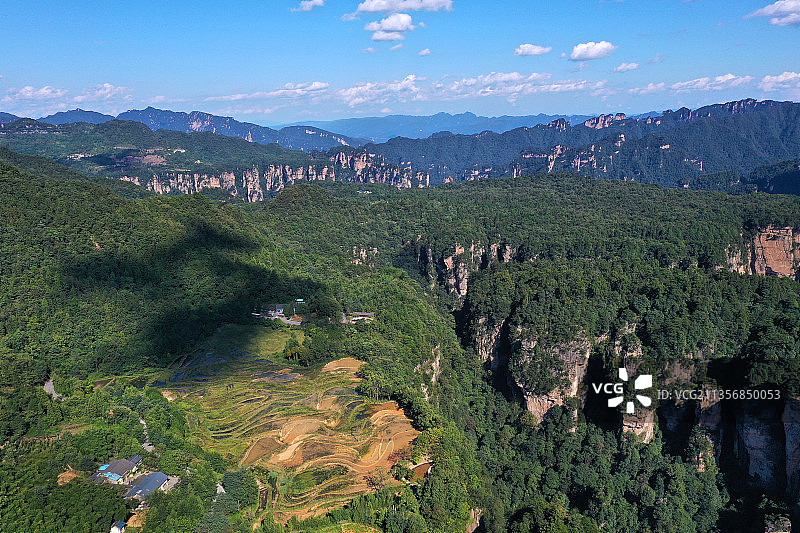 湖南省张家界市武陵源风景区袁家界乾坤柱迷魂台天下第一桥航拍图片素材