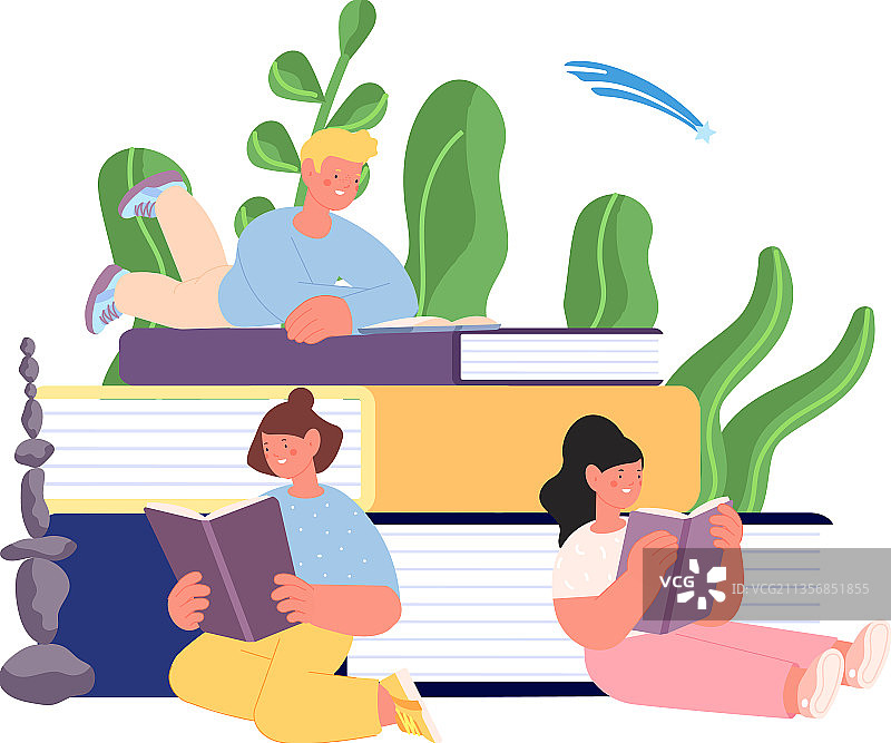 儿童读书学习插画图片素材