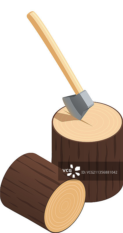 伐木工与木桩的构图图片素材