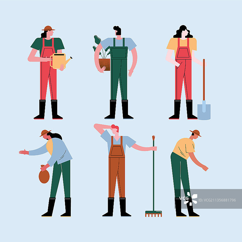 六位农民工人物图片素材