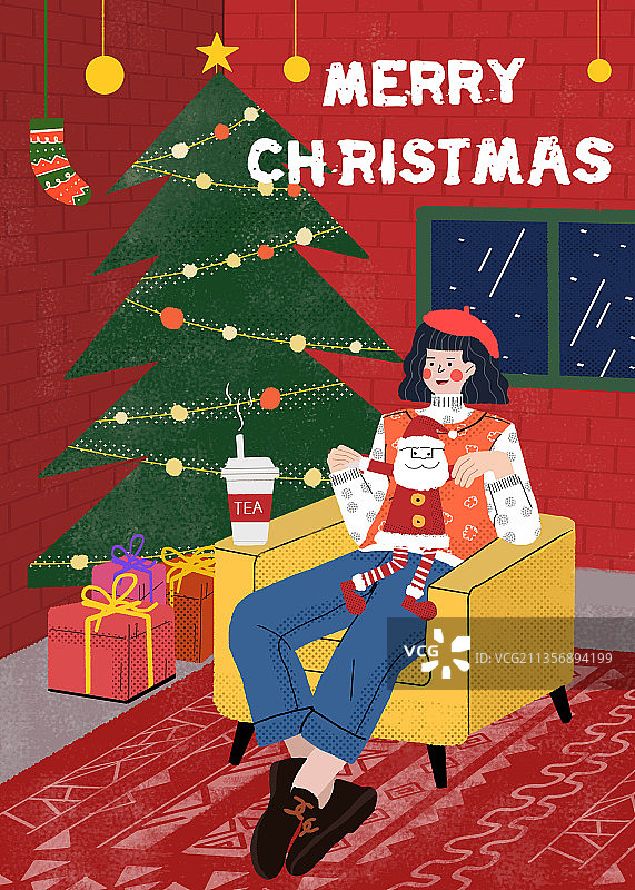 圣诞节日扁平商业插画图片素材