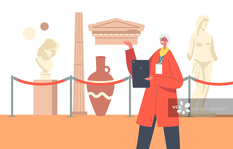 历史博物馆中受过教育的年长导游图片素材