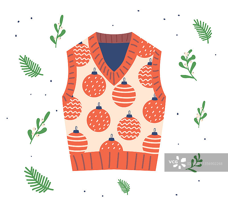 圣诞球图案针织背心图片素材