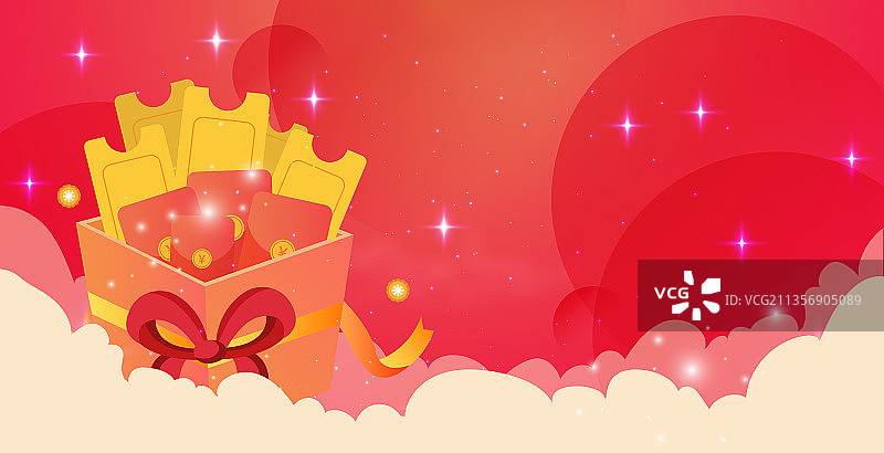 红色喜庆礼盒背景矢量插画图片素材