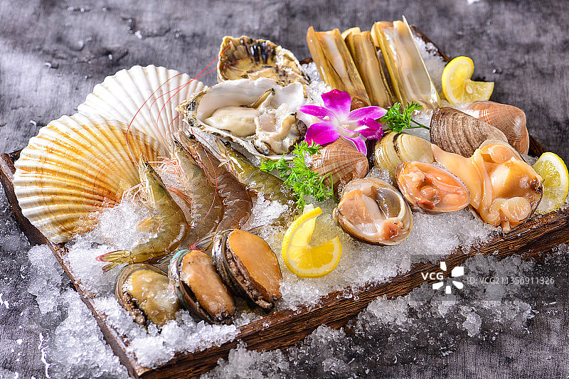 新鲜海鲜大拼盘图片素材