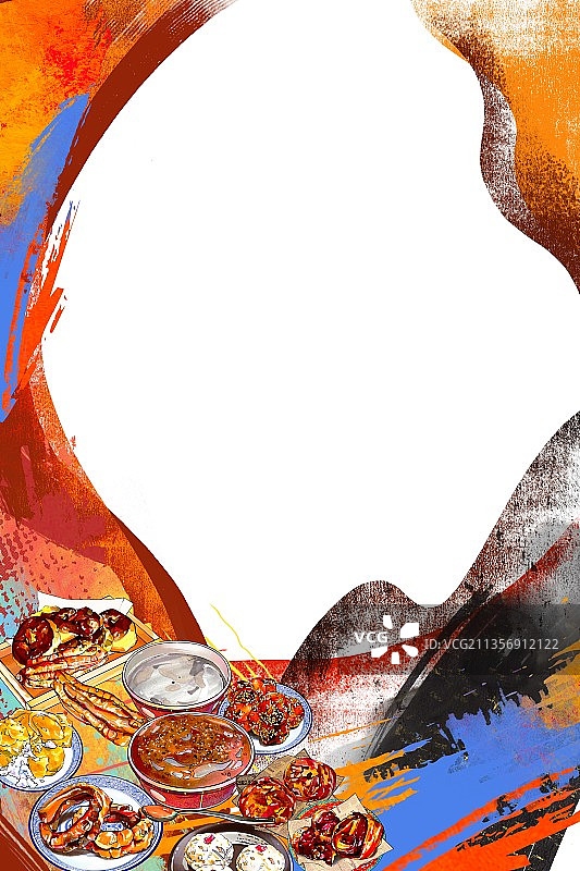 北京美食 中国传统美食文化 小吃 舌尖中国风 彩墨喷溅背景图片素材