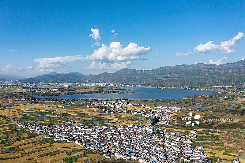 云南大理剑川航拍田园风光图片素材