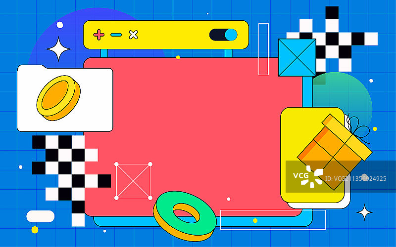 孟菲斯酸性复古风格线性背景插画网购海报图片素材