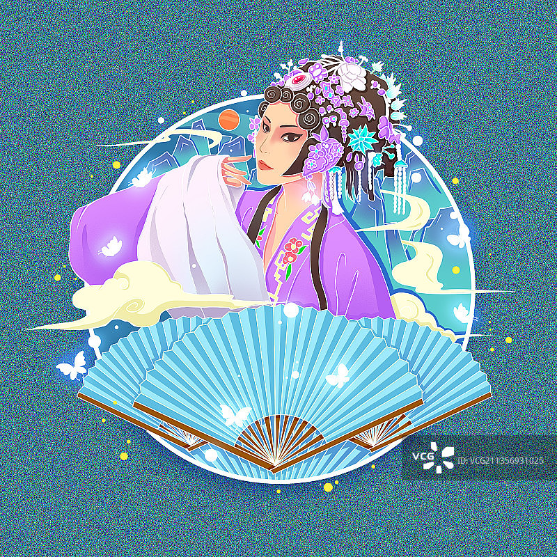 中式国潮京剧人物唯美插画图片素材